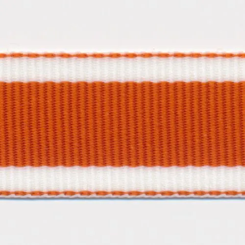 Stripe Grosgrain Ribbon #8 Orange & White