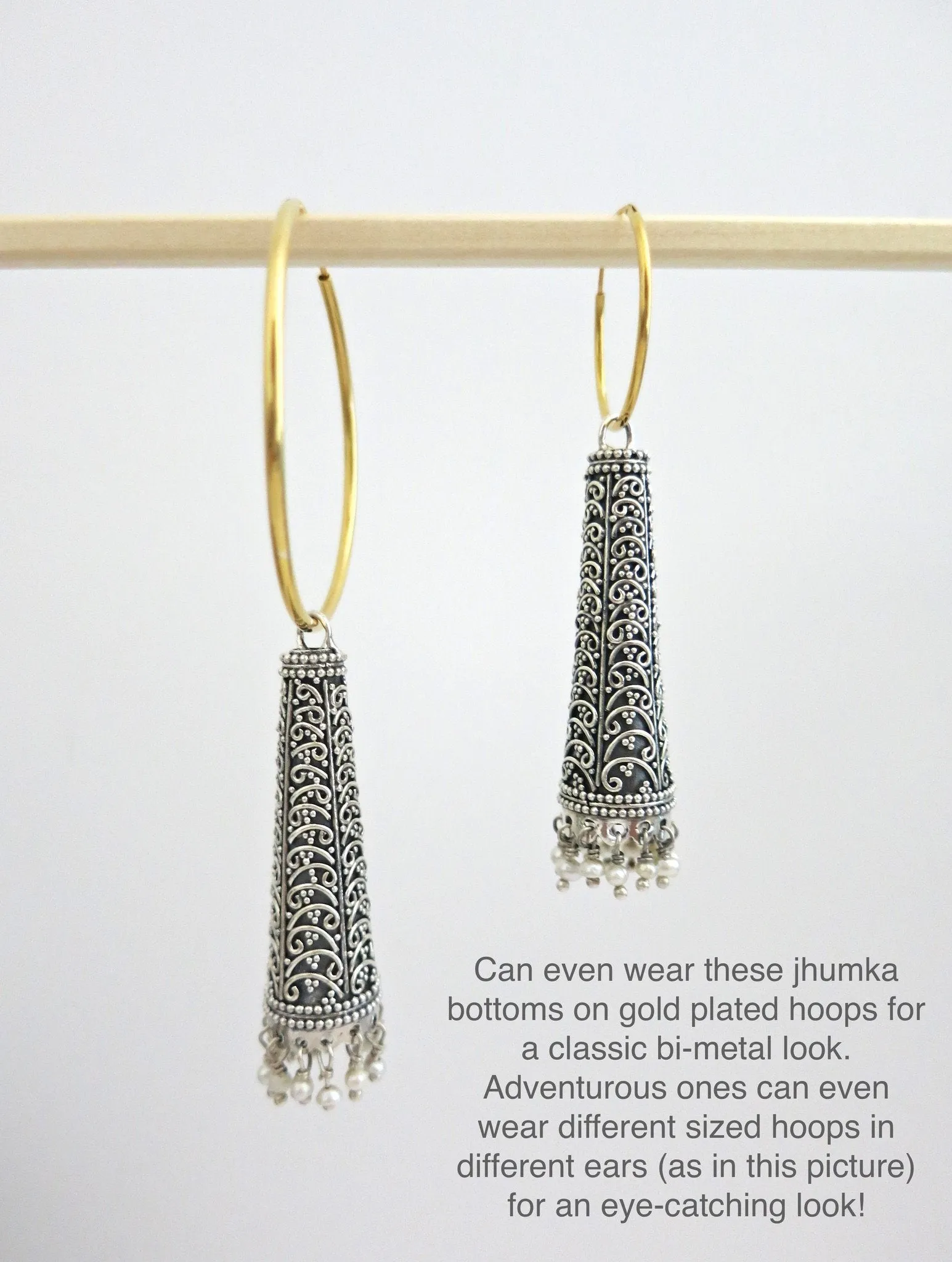 Stunning and unique, long Jhumka bottoms with intricate wire work