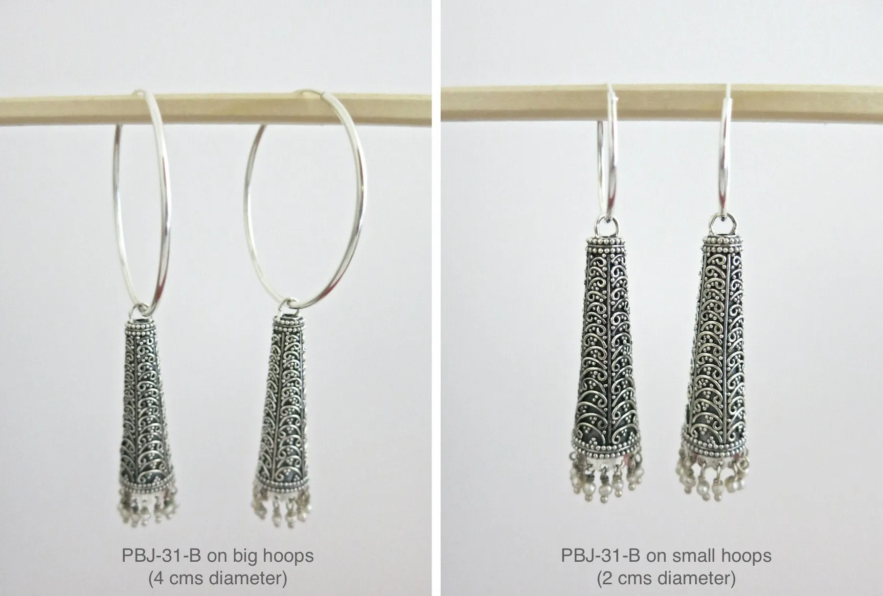 Stunning and unique, long Jhumka bottoms with intricate wire work