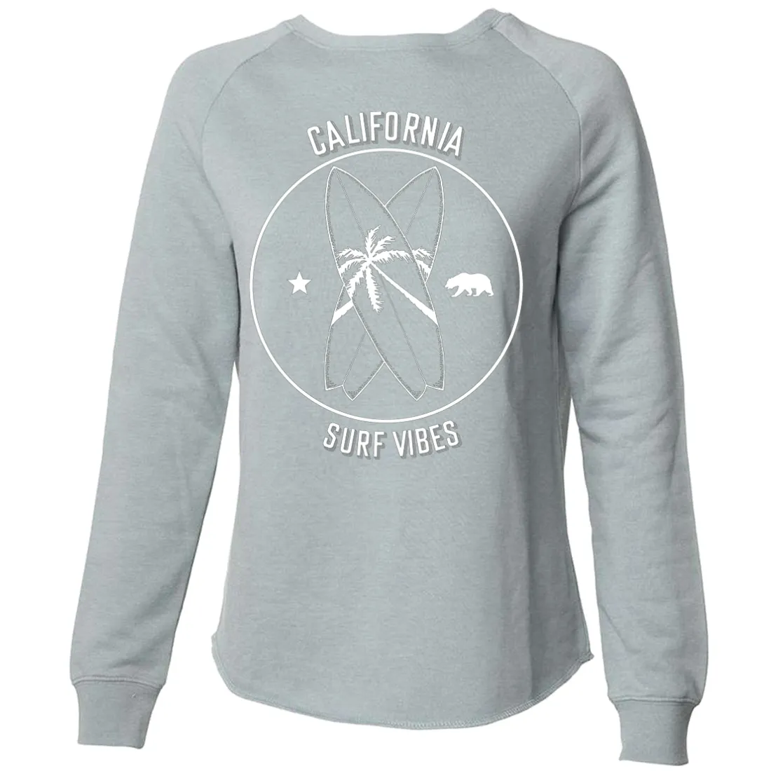 Surf Vibes White Print Super Soft Crewneck Sweater