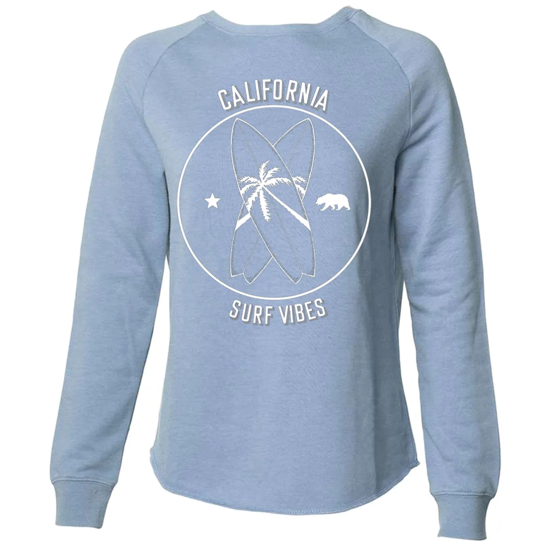 Surf Vibes White Print Super Soft Crewneck Sweater
