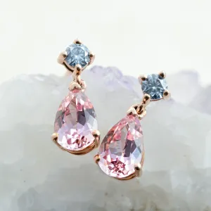 Talia | Cultured Rosé Sapphire and Moissanite Drop Earrings