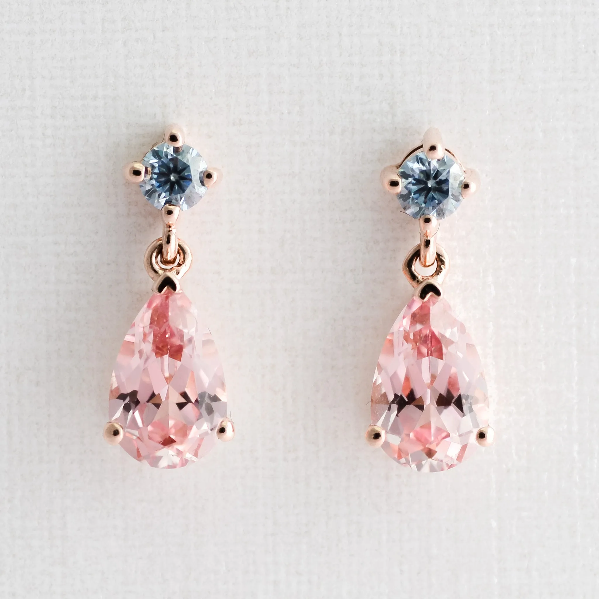 Talia | Cultured Rosé Sapphire and Moissanite Drop Earrings