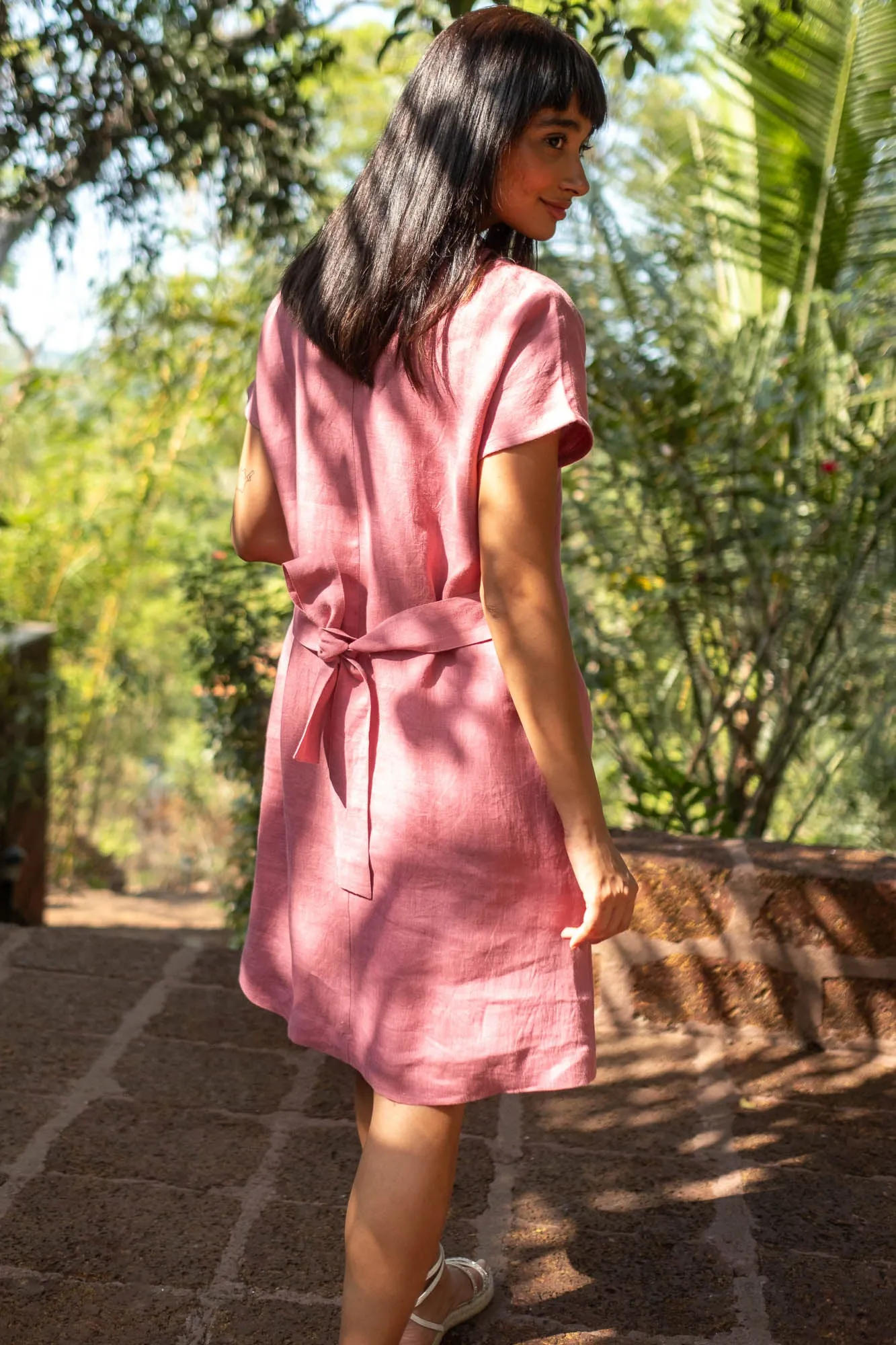 The Linen V Neck Shift Dress