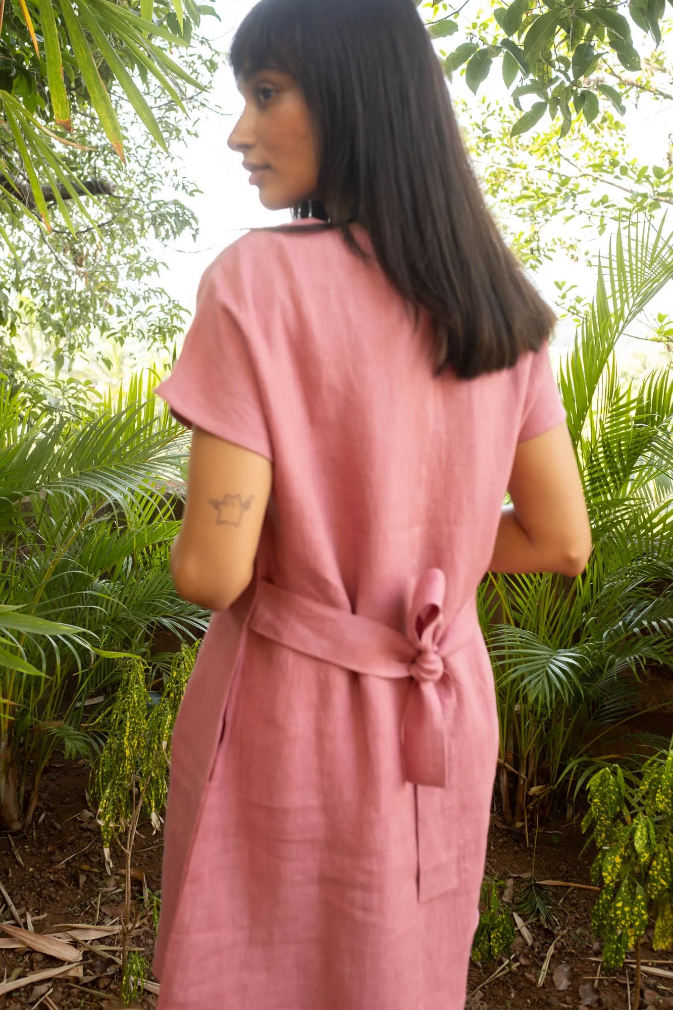 The Linen V Neck Shift Dress