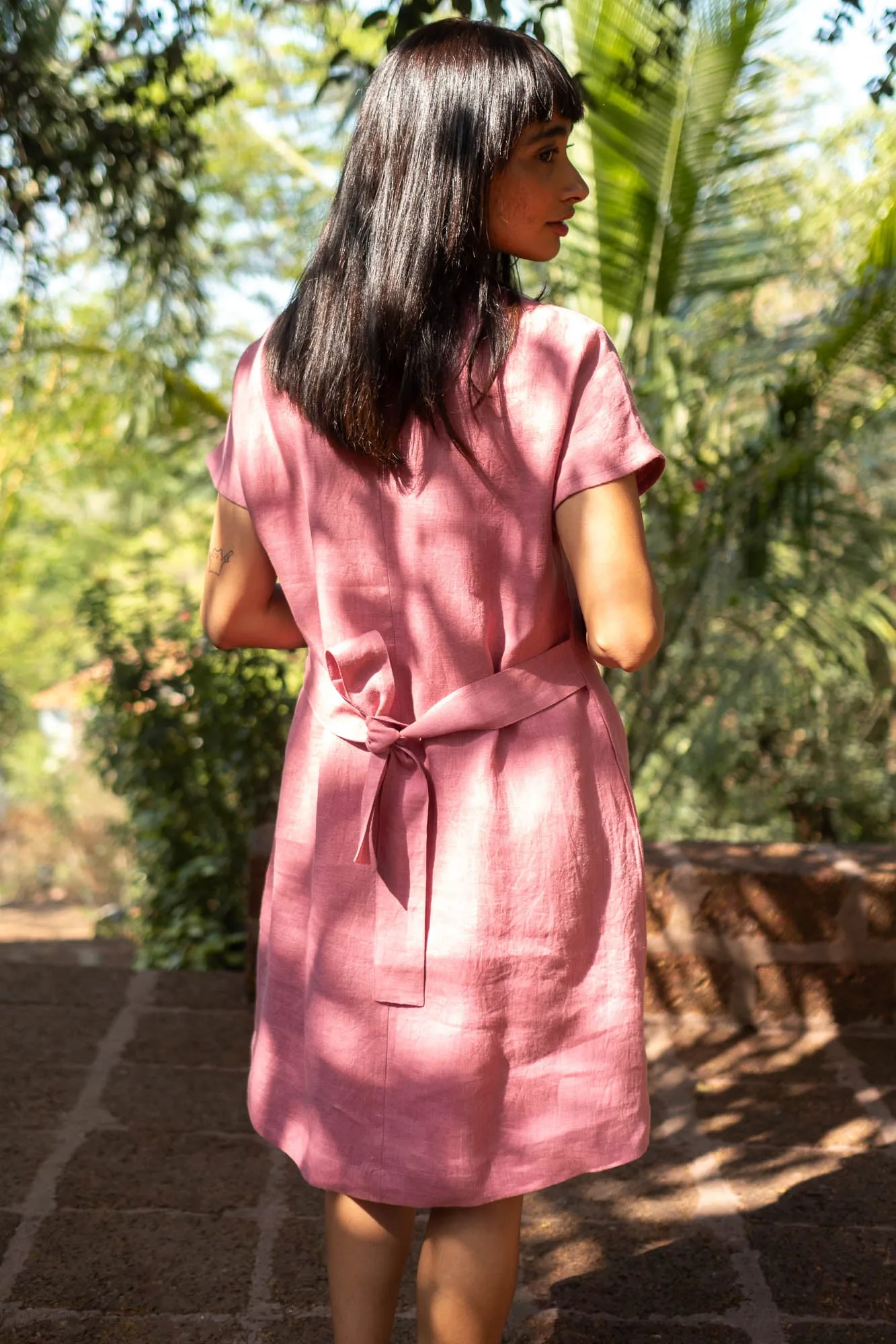 The Linen V Neck Shift Dress
