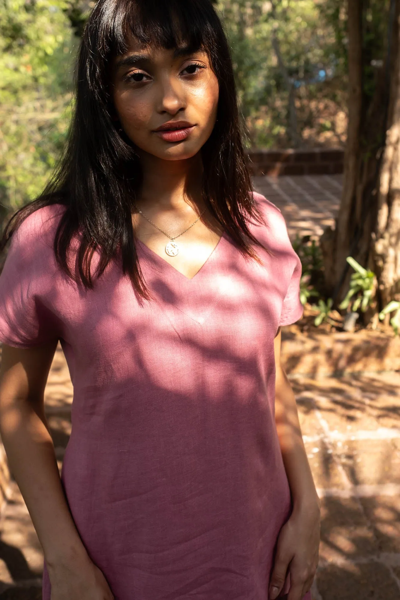 The Linen V Neck Shift Dress