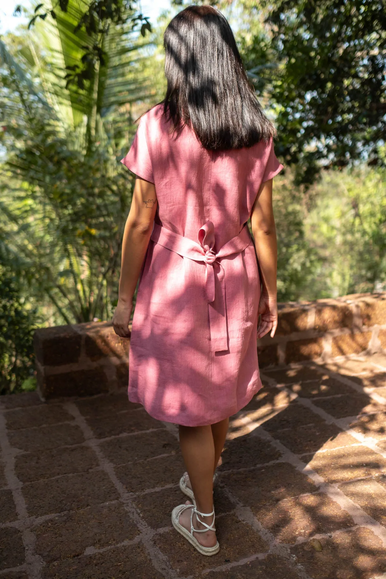 The Linen V Neck Shift Dress