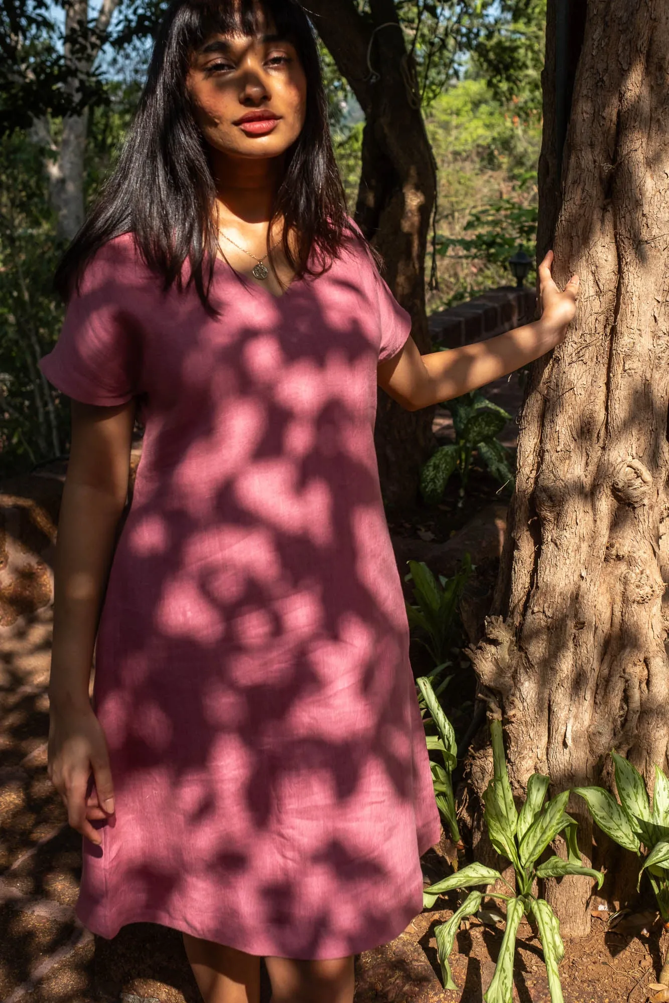 The Linen V Neck Shift Dress