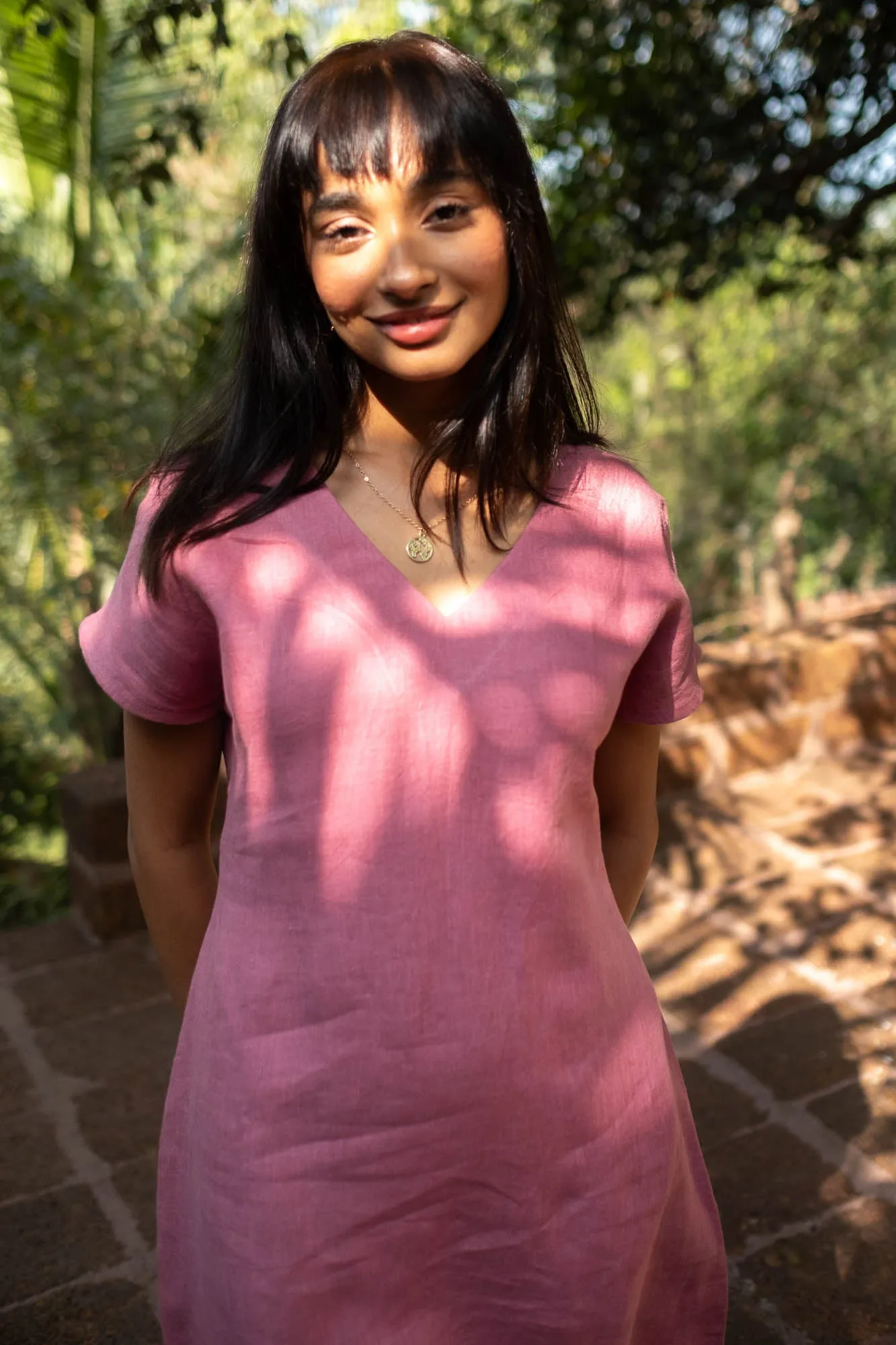 The Linen V Neck Shift Dress
