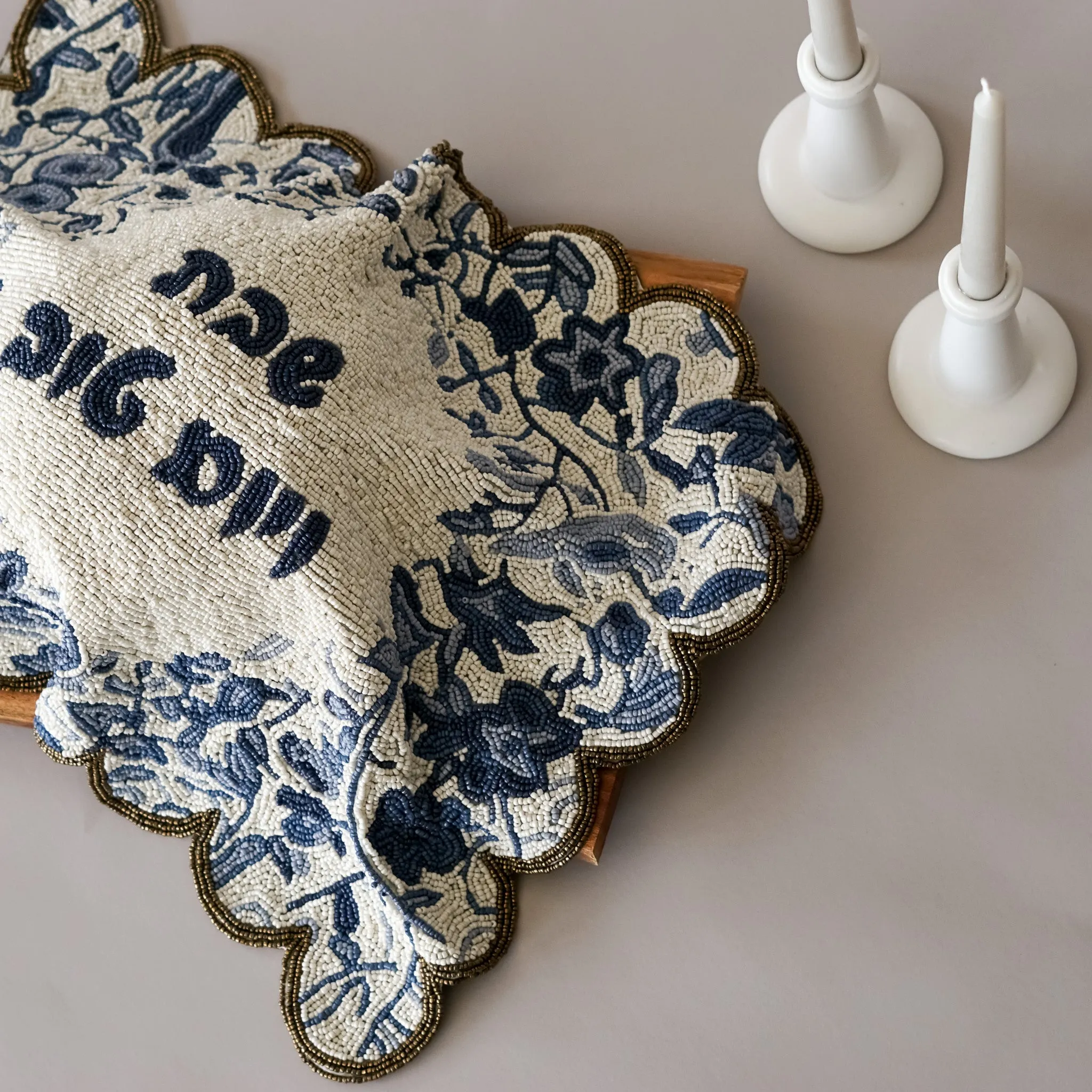 The Toile One | Beaded Challah Cover