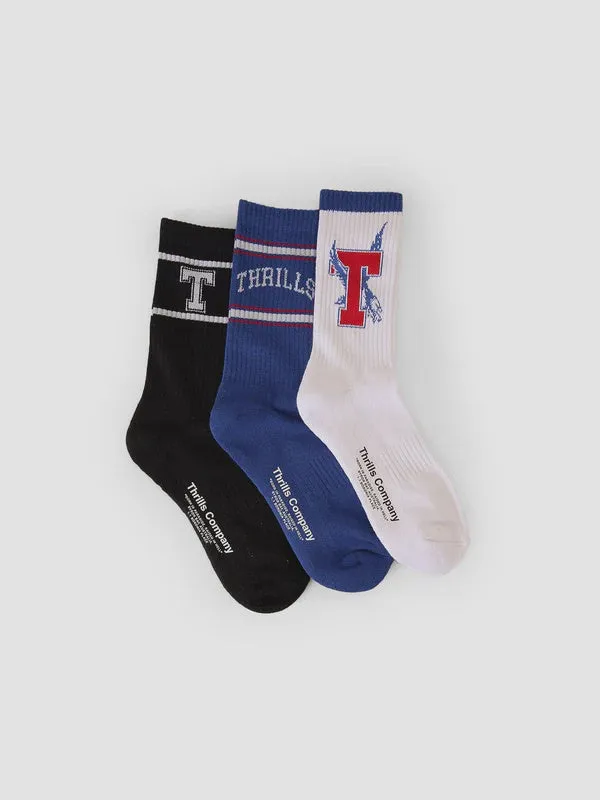 Thrills Roosevelt 3 Pack Sock - White/Limoges/Black