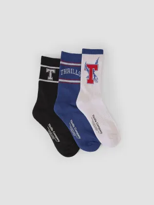 Thrills Roosevelt 3 Pack Sock - White/Limoges/Black