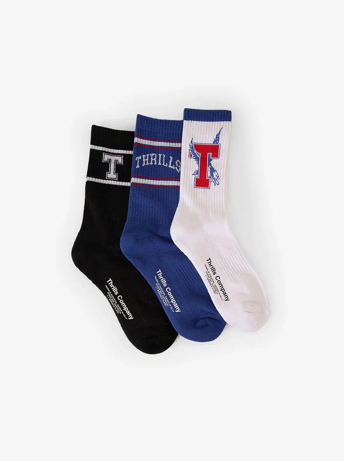Thrills - Roosevelt 3 Pack Socks - White/Limoges/Black