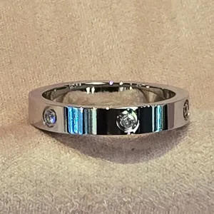 Titanium Fashionable Band Electroplated Stainless Steel Cubic Zirconia 5mm Rings
