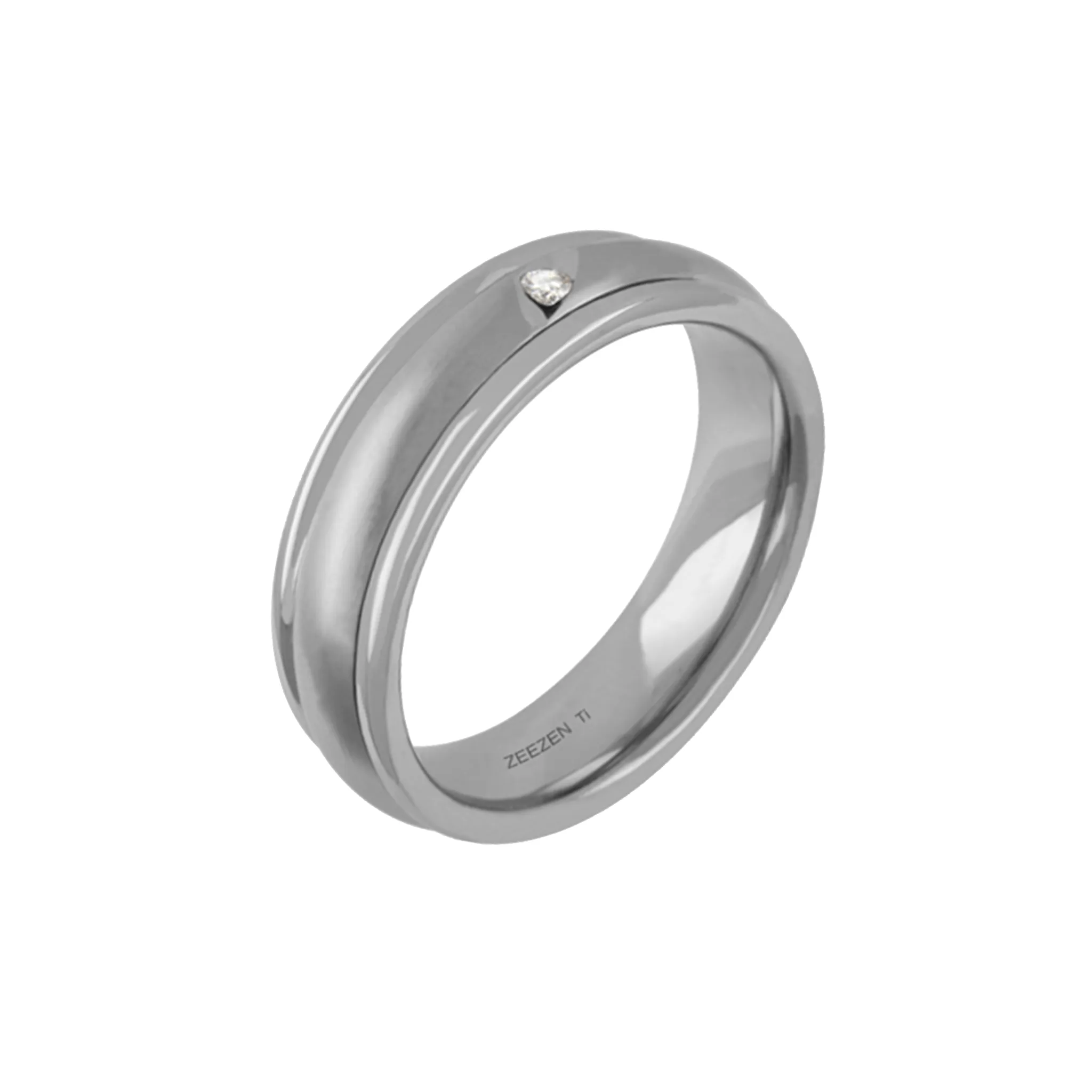 Titanium matt Ring 5,8mm with diamond