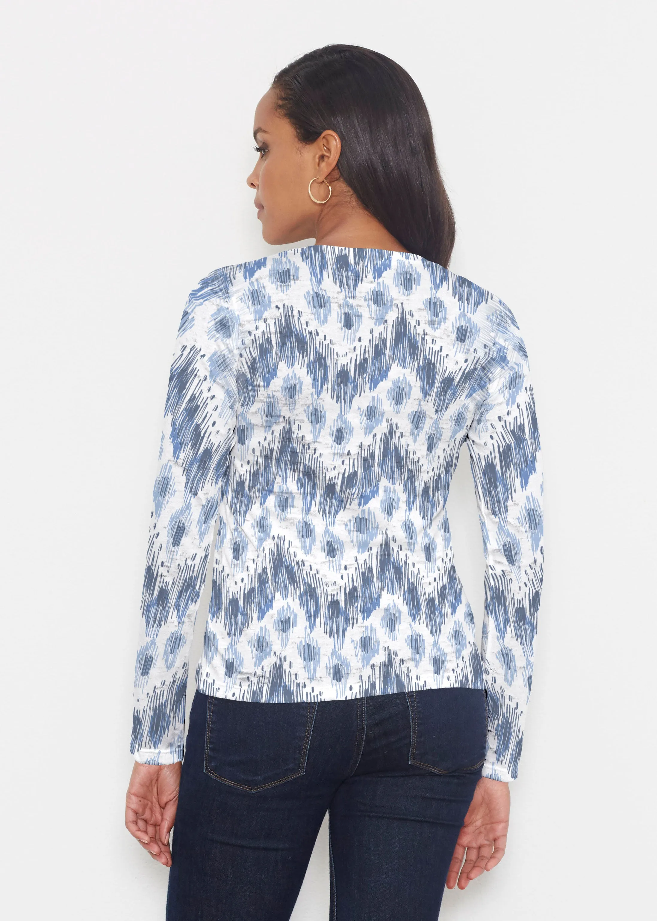 Tonal Waves Blue (7804) ~ Signature Long Sleeve Crew Shirt
