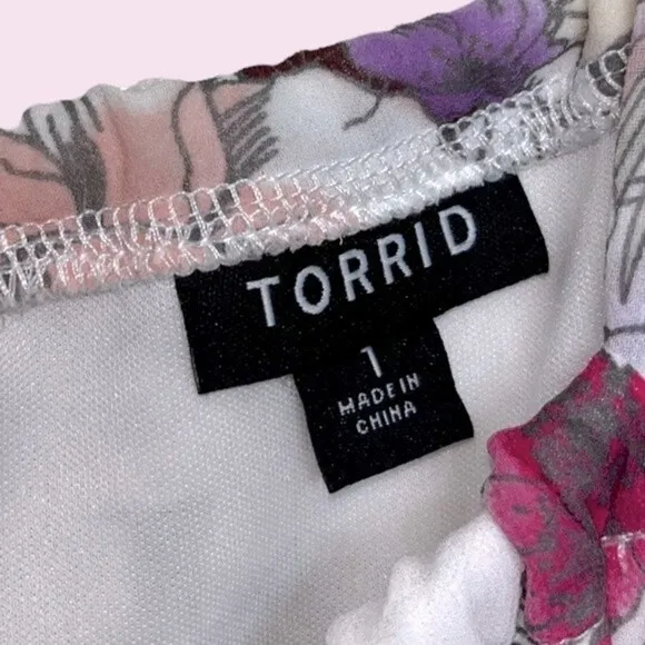 Torrid Floral Bird Print Midi Dress Ivory High Neck Flowy Chiffon Womens Size 1