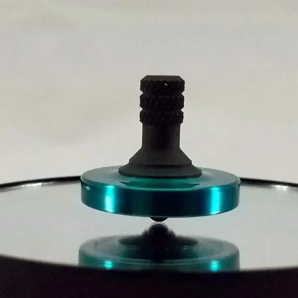 Translucent Teal and Blacked Out Stainless Steel Precision Spinning Top