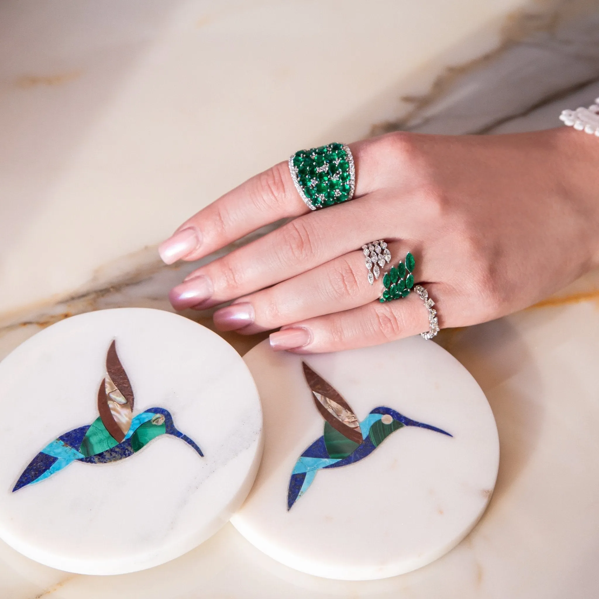Tropical Paradise Rainforest Emerald Dome Ring