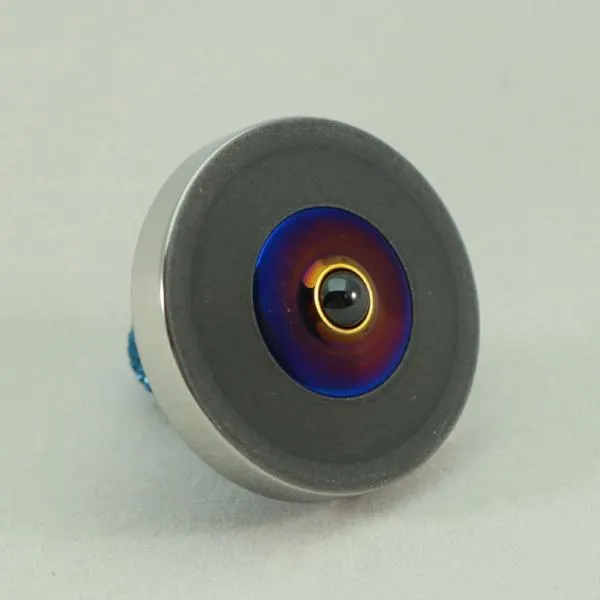 Two Step - Blacked out and polished stainless steel with a heat anodized titanium spindle #10