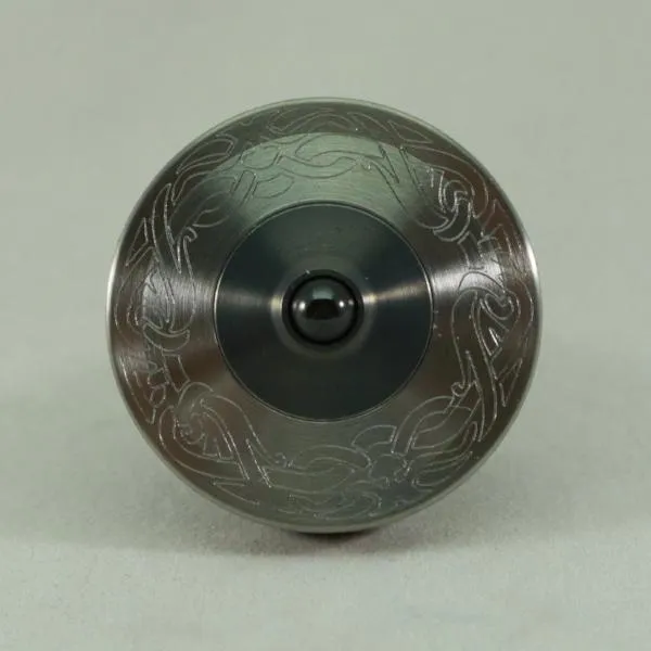 Two Step - Engraved Brushed Stainless Steel and Gun Metal Spinning Top