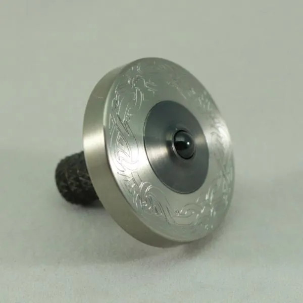 Two Step - Engraved Brushed Stainless Steel and Gun Metal Spinning Top