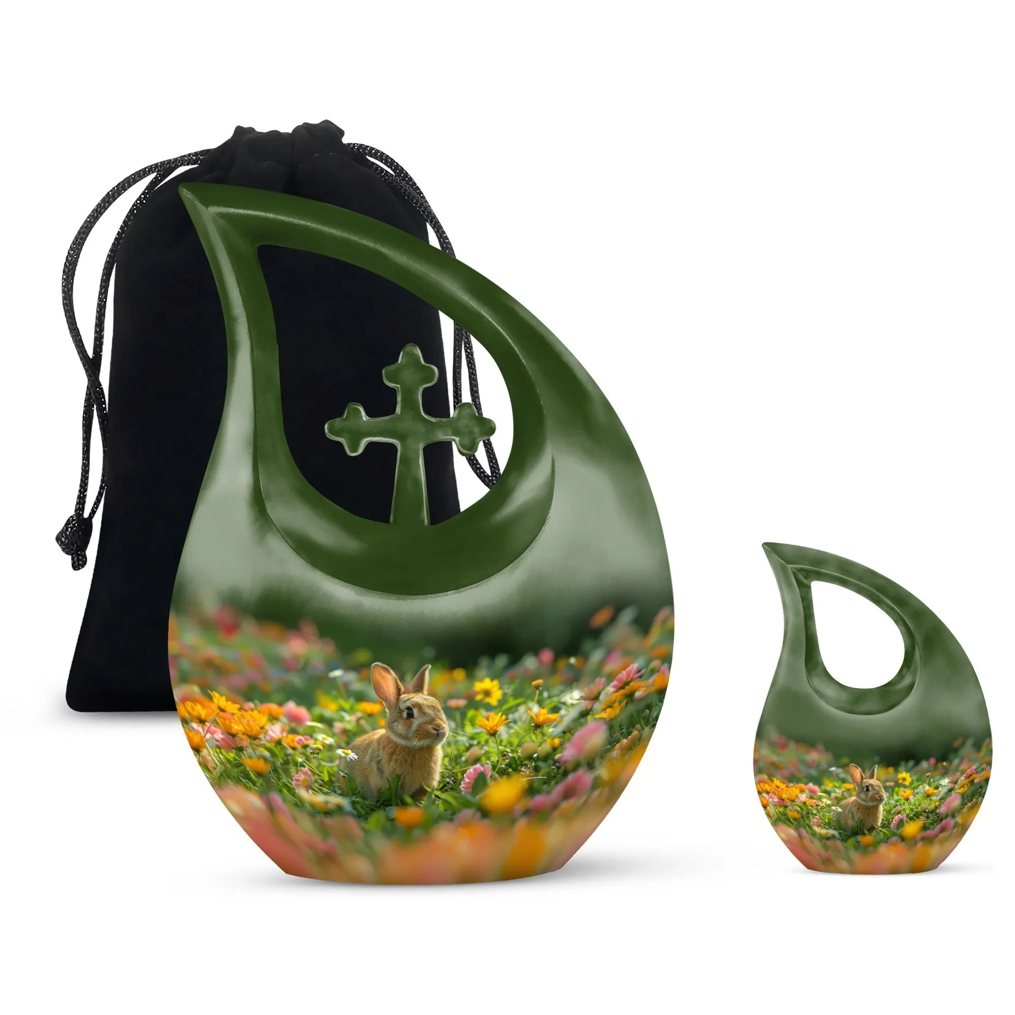 Unusual Bucolic Bunny Meadow Memorial Urn-Bespoke