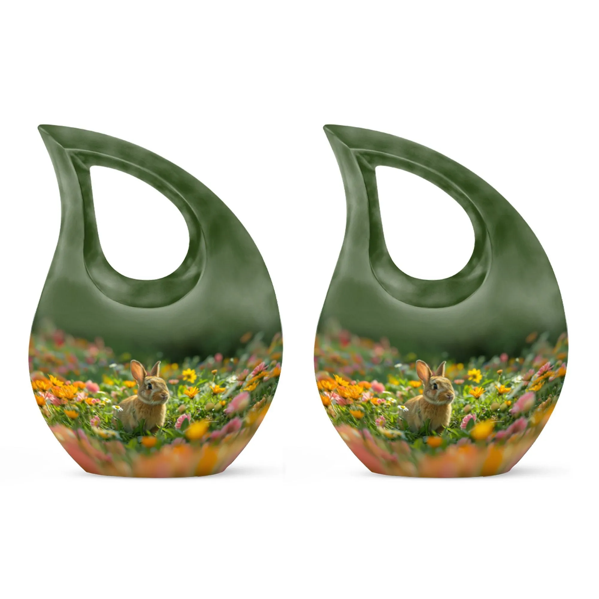 Unusual Bucolic Bunny Meadow Memorial Urn-Bespoke