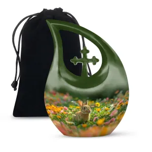 Unusual Bucolic Bunny Meadow Memorial Urn-Bespoke