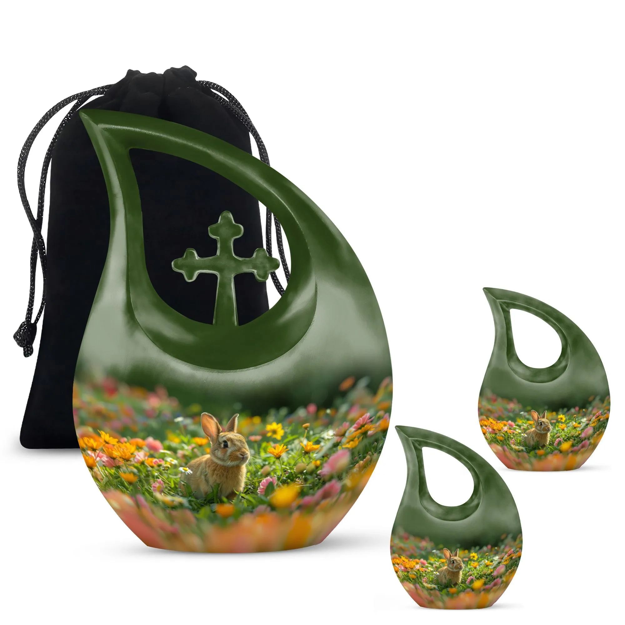 Unusual Bucolic Bunny Meadow Memorial Urn-Bespoke