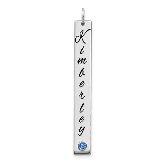 Vertical Bar Name Pendants with Birthstone