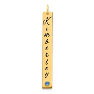Vertical Bar Name Pendants with Birthstone