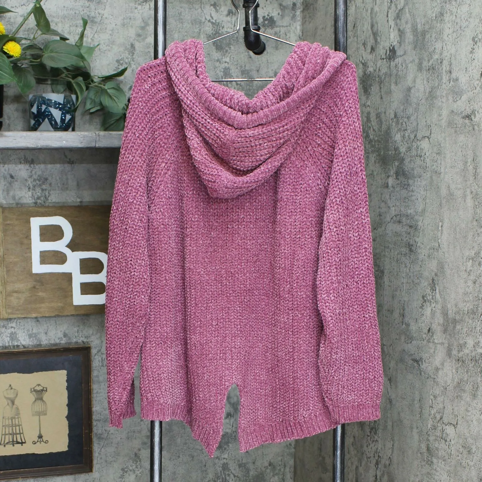 Vintage America Plus Size Chenille Hooded Sweater