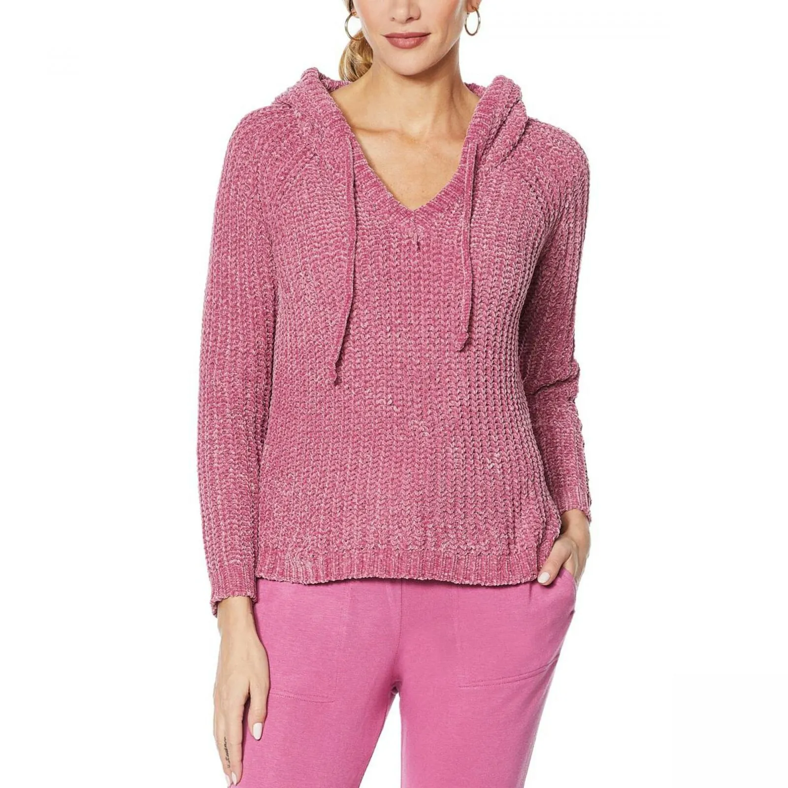 Vintage America Plus Size Chenille Hooded Sweater