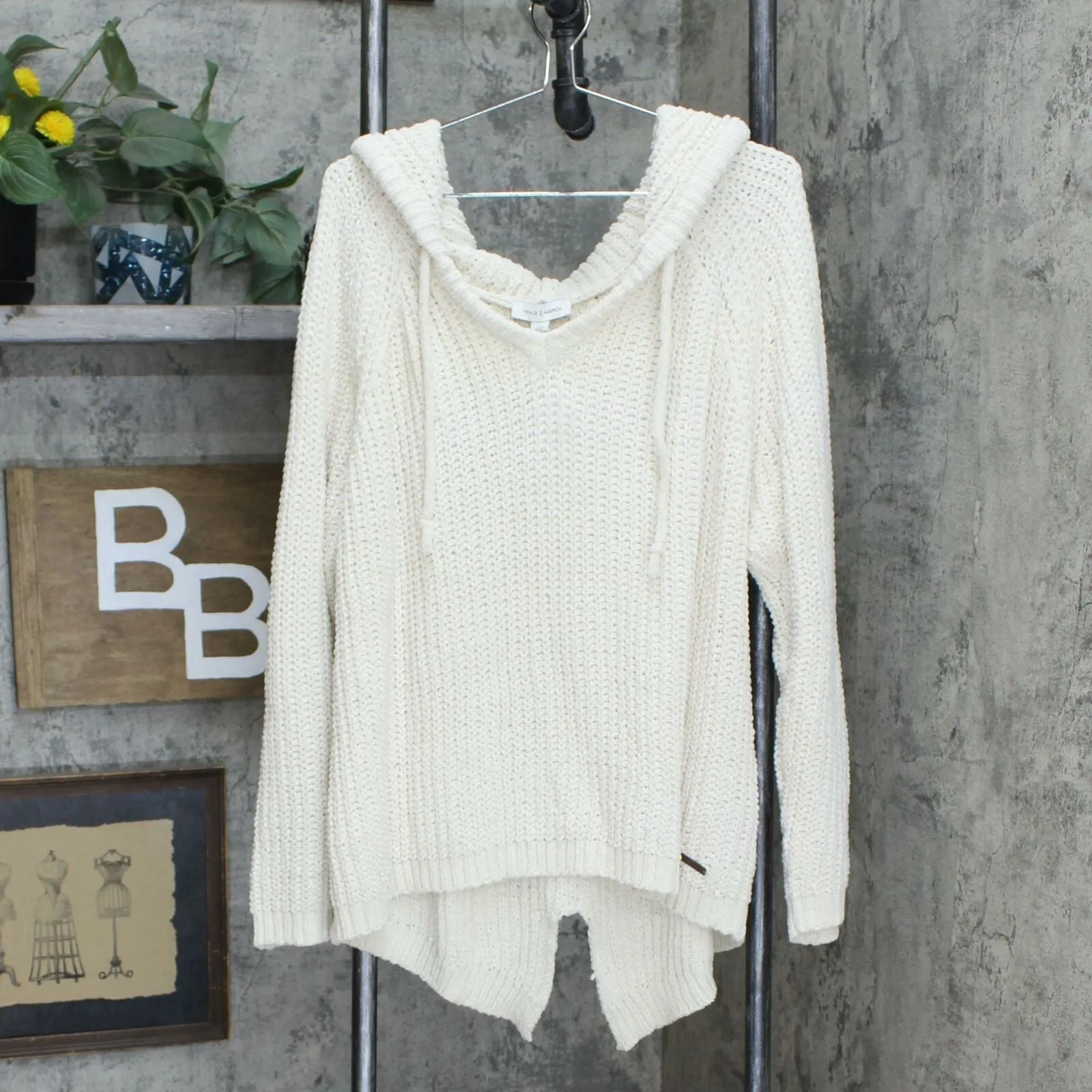Vintage America Plus Size Chenille Hooded Sweater