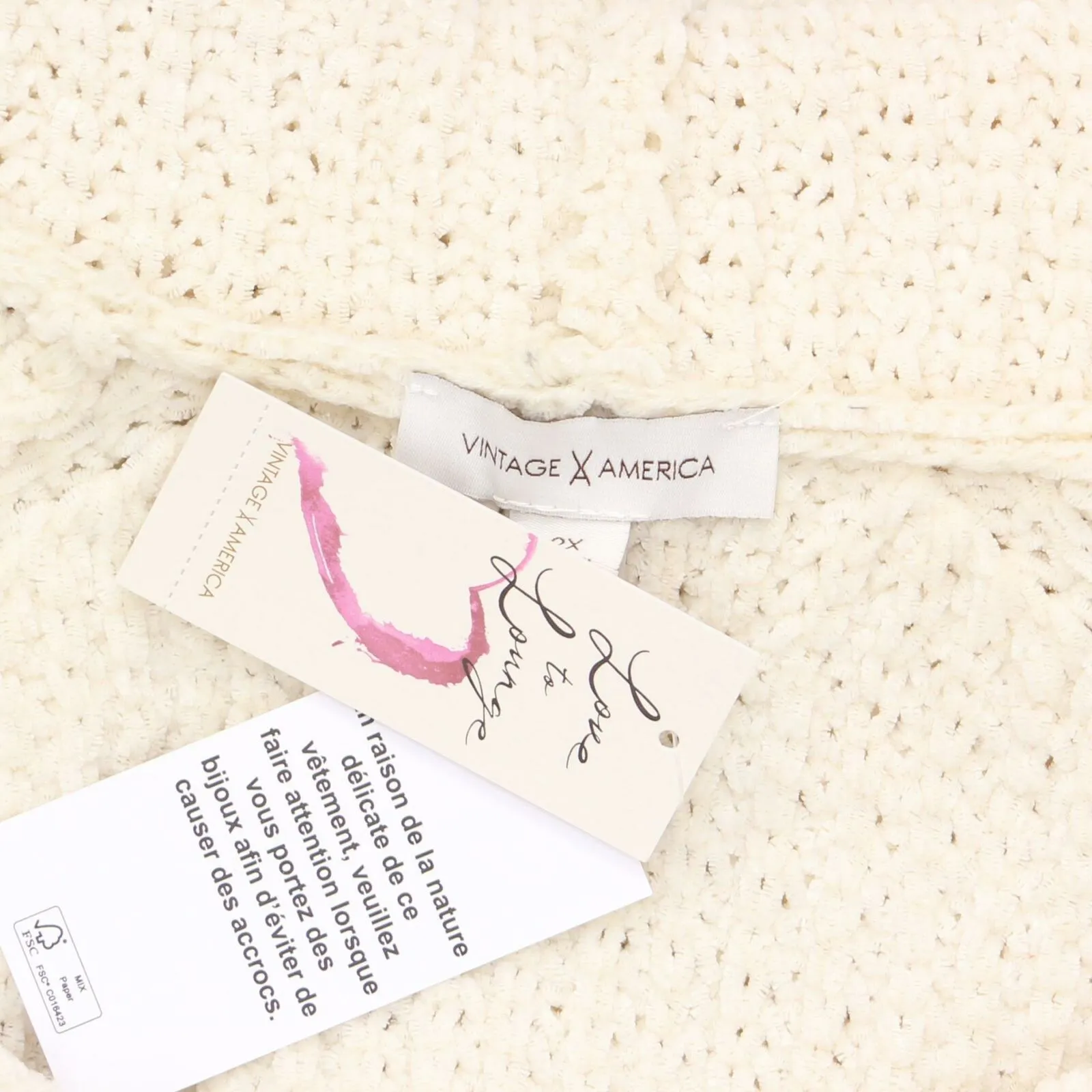 Vintage America Plus Size Chenille Hooded Sweater