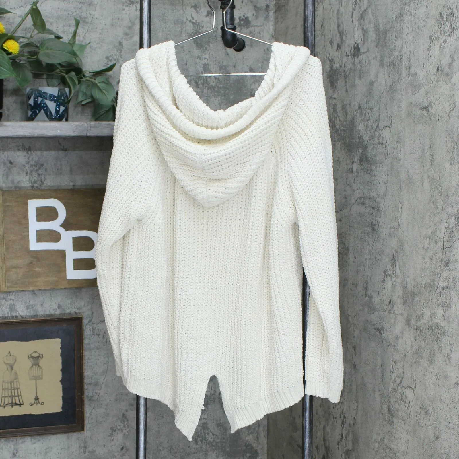 Vintage America Plus Size Chenille Hooded Sweater