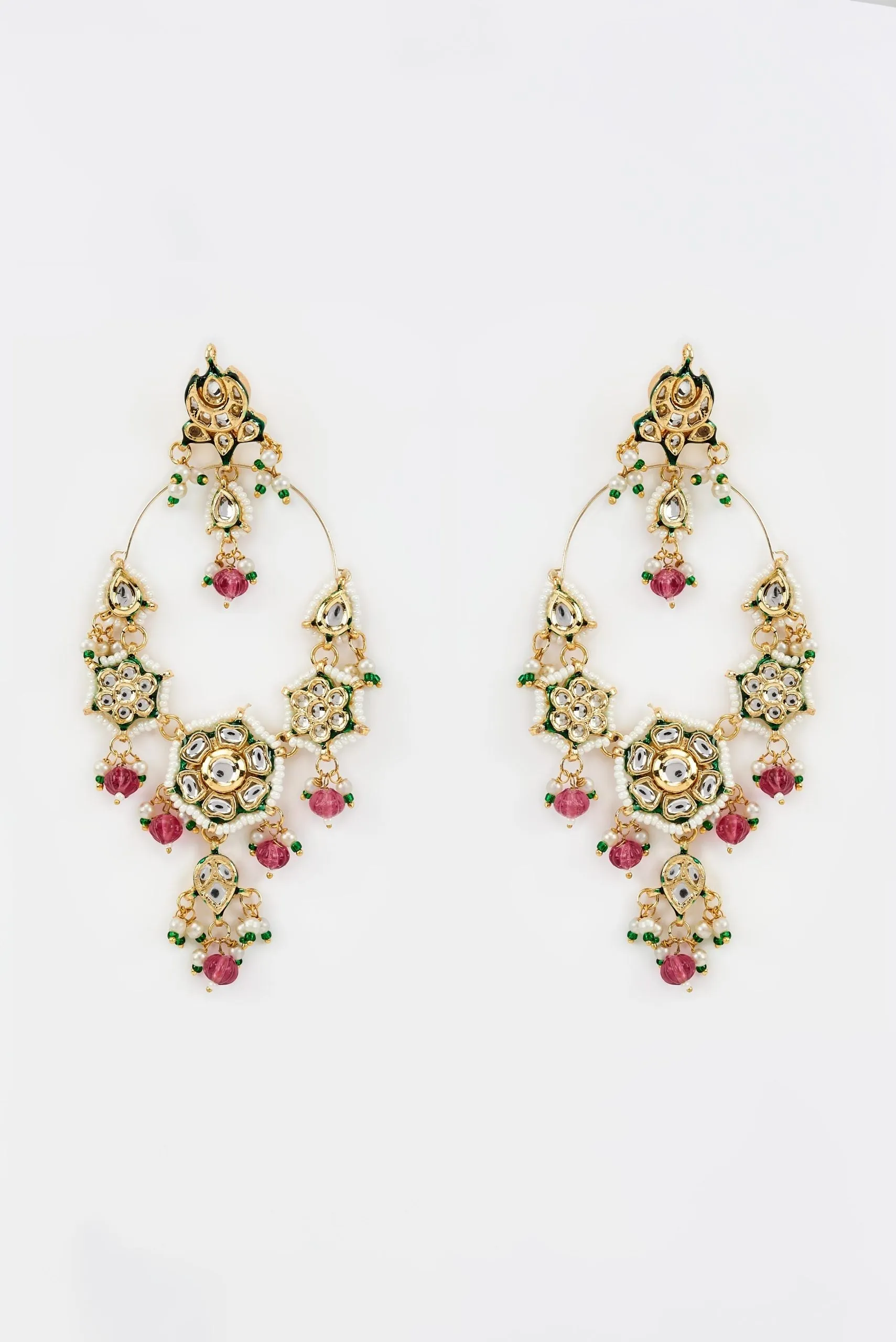 vivinia BY VIDHI MEHRA Saadgi Gold Plated Pink Kundan, Polki Womens Pair of Danglers Earrings (Freesize)