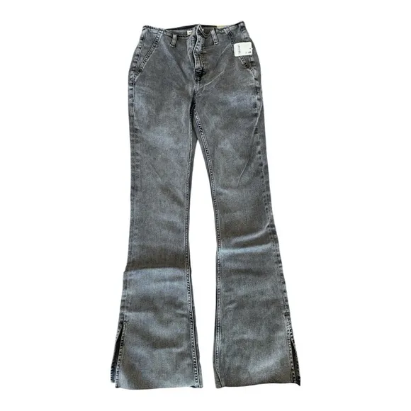 We The Free Level Up Slit Slim Flare Jeans Ridge Grey Size 28 NWT
