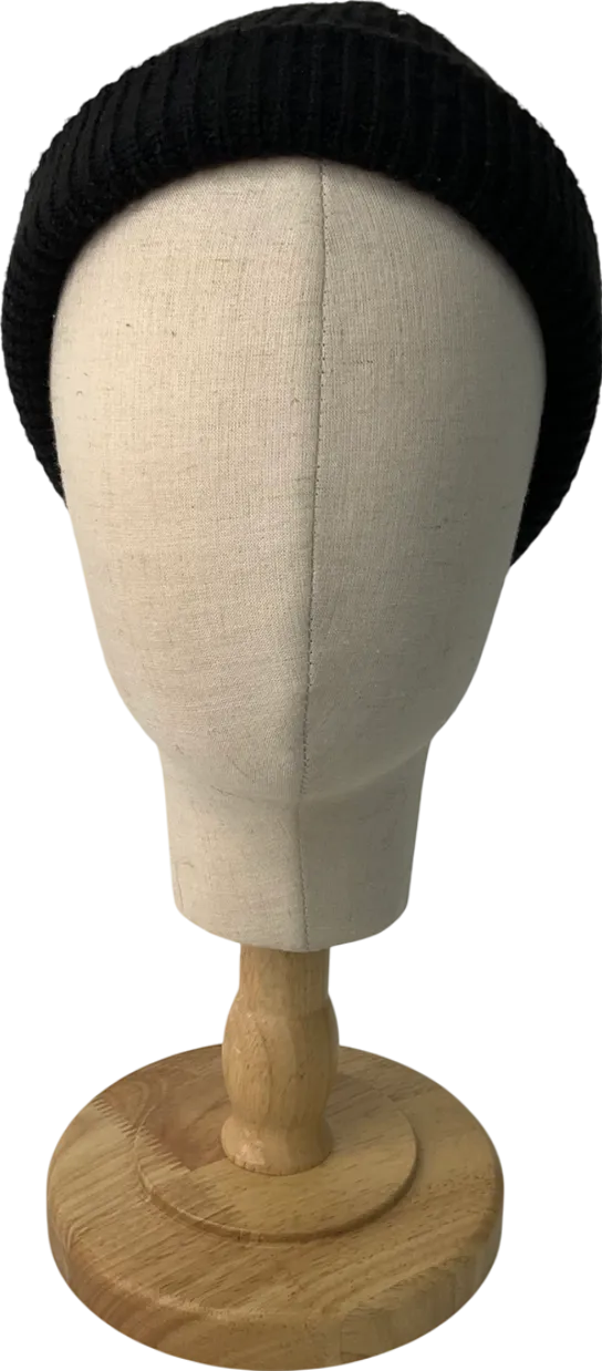 Weekday Black Fold Knit Wool Blend Beanie One Size