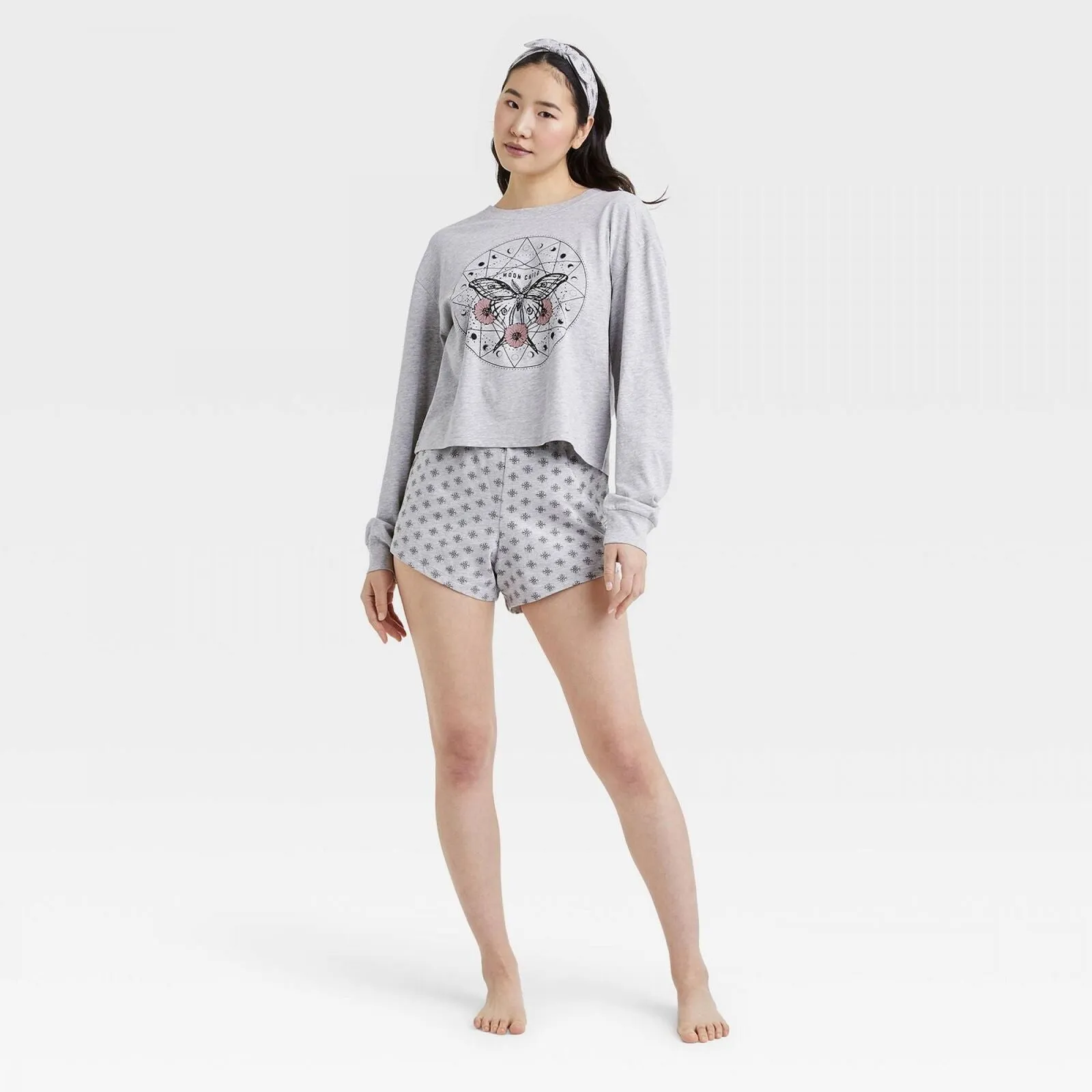 Weekend Soul Women's Butterfly Moon Pajama Sleep Shirt J001598JR9043 Gray XL