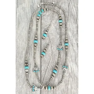 Western Navajo Pearl Longhorn Necklace Set