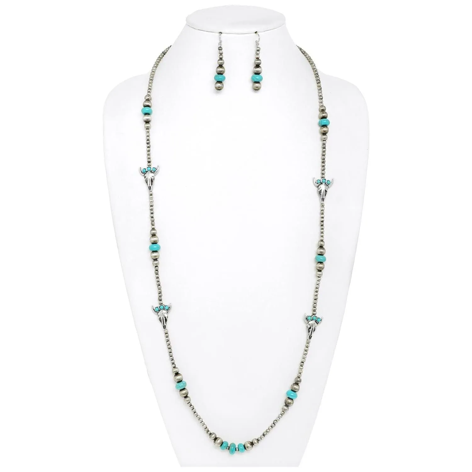 Western Navajo Pearl Longhorn Necklace Set