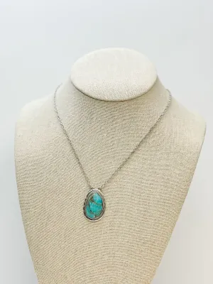 Western Semi-Precious Stone Pendant Necklace - Turquoise