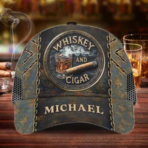 Whiskey And Cigar - Personalized Whisky Classic Cap