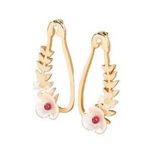 White Acrylic & 18K Gold-Plated Flower Pin Drop Earrings