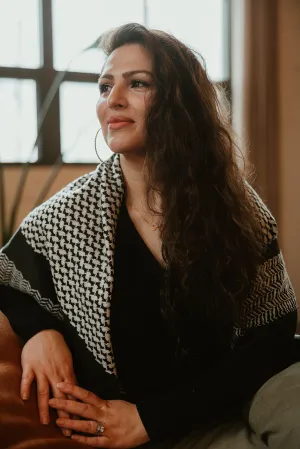White on Black Kuffiyeh Scarf