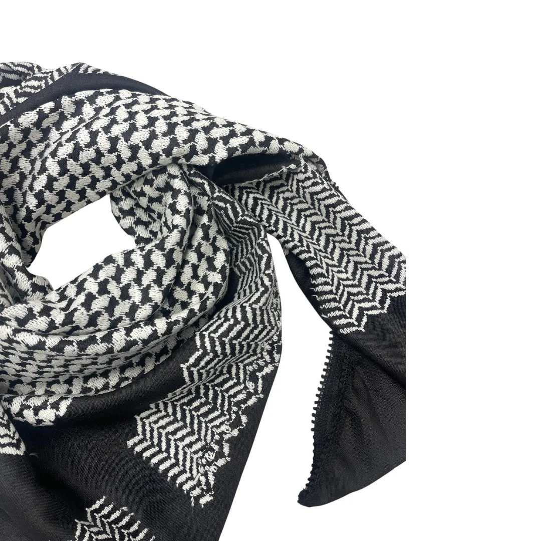 White on Black Kuffiyeh Scarf