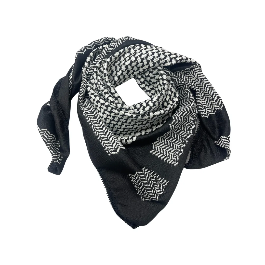 White on Black Kuffiyeh Scarf